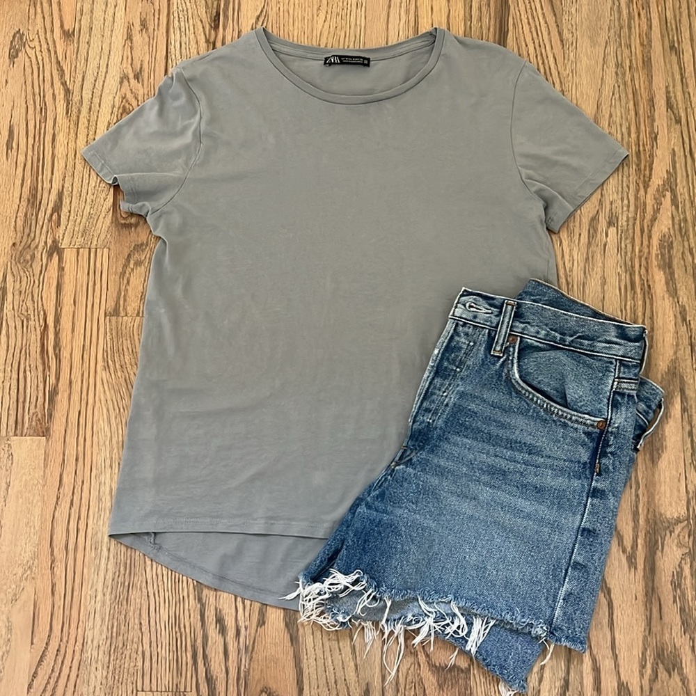 Zara Gray Asymmetric Tee
